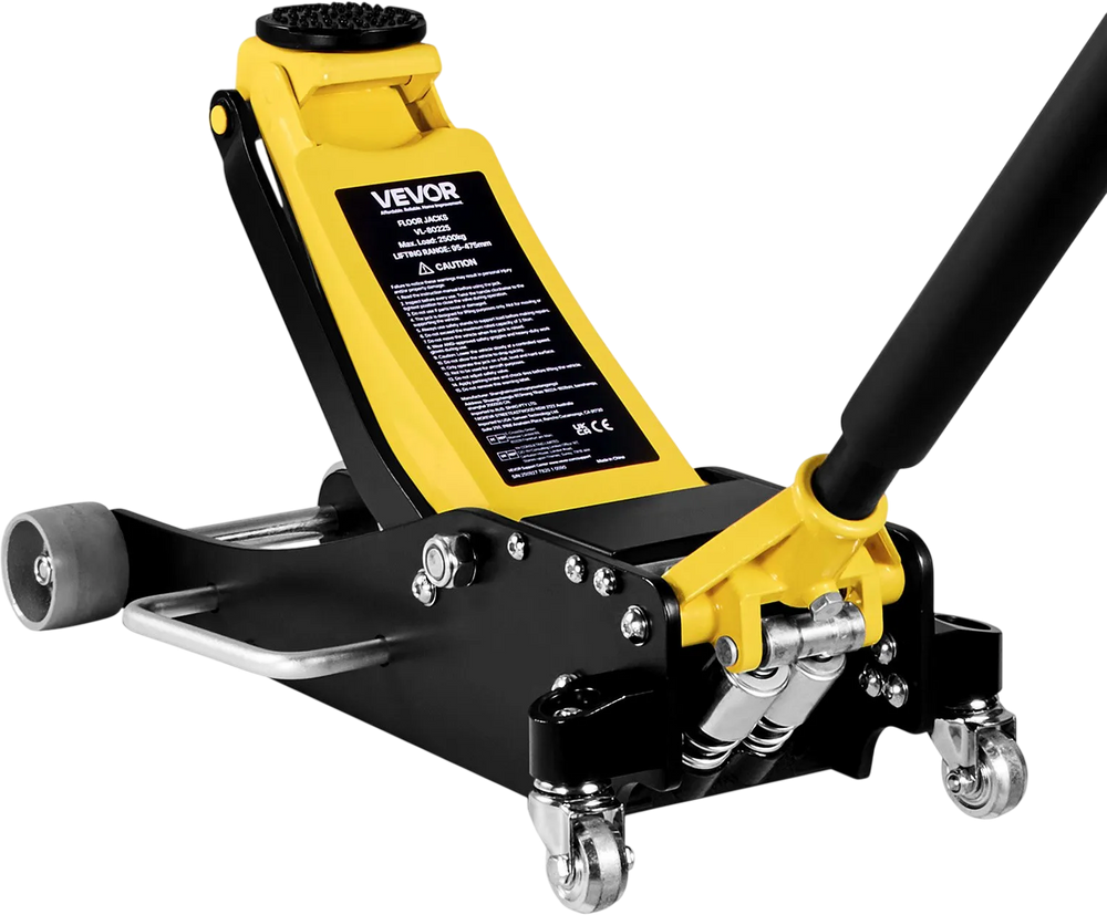 VEVOR Low Profile Floor Jack, 2.5 Ton (5500 lbs) Capacity, Aluminum & Steel Racing Floor Jack with Dual Pistons Quick Lift Pump, Hydraulic Trolley Car Lift for Compact SUVs, Lifting Range 3.74-18.7 in