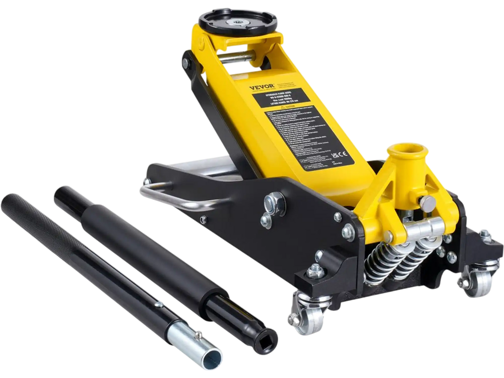 VEVOR Low Profile Floor Jack 2 Ton (4400 lbs) , Heavy Duty Aluminum Hydraulic Racing Floor Jack, Hydraulic Car Jack, Dual Piston Quick Lift Pump, 3.2"-14.6" Height Lifting Range (Yellow)