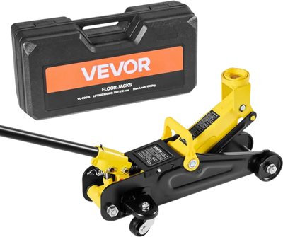 VEVOR Low Profile Floor Jack, 1.5 Ton (3300 lbs) Capacity, Steel Racing Floor Jack with Single Piston Quick Lift Pump, Hydraulic Trolley Car Lift for Sports Cars, Sedans, Lifting Range 5.1-12.2 Inches
