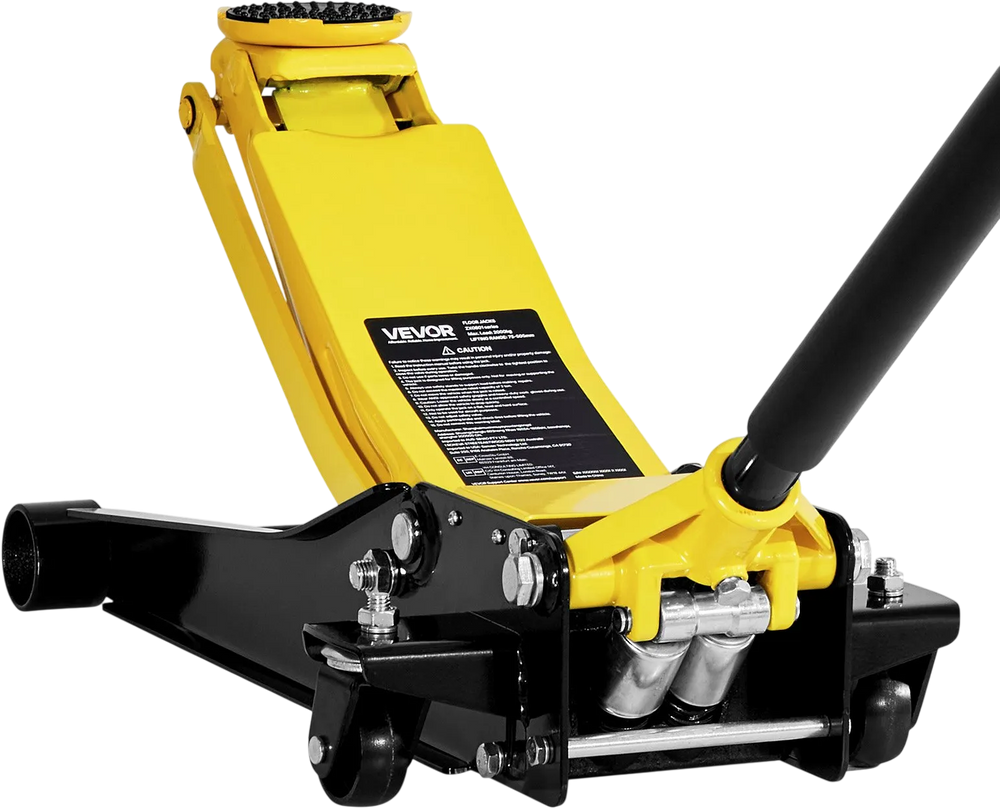 VEVOR Low Profile Floor Jack, 2 Ton (4400 lbs) Capacity, Steel Racing Floor Jack with Dual Pistons Quick Lift Pump, Hydraulic Trolley Car Lift for Sports Cars, Sedans, Lifting Range 2.95-19.9 Inches