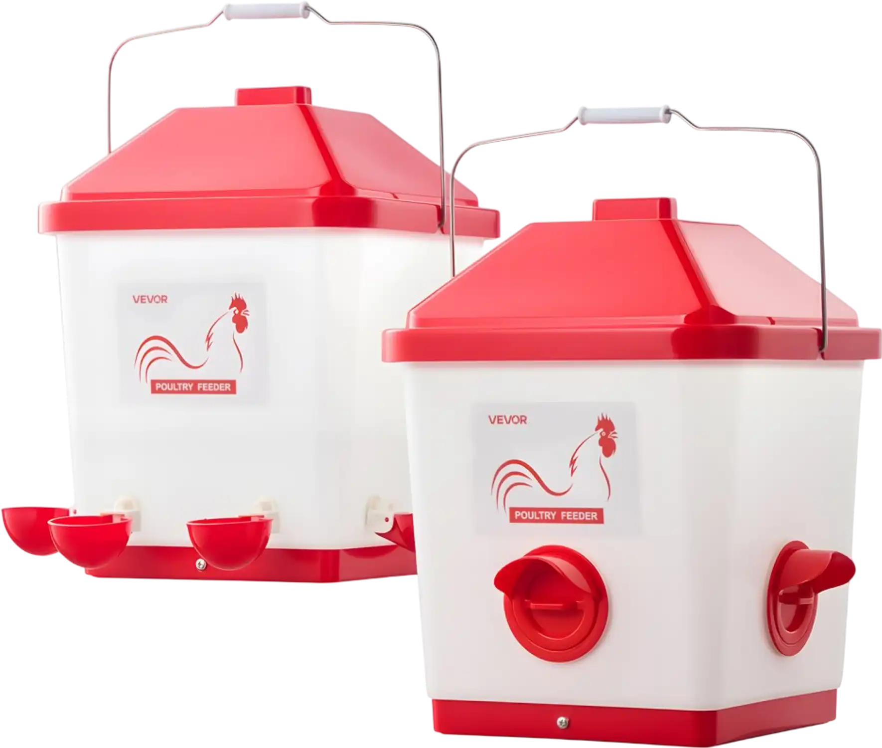 Vevor Chicken Feeder & Waterer Set Automatic Gravity 5 Gallon 40 lbs Rain Proof Hanging Poultry Feeder New