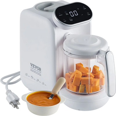 VEVOR Baby Food Maker, 430W Baby Food Processor with 750 ml Tritan Bowl, SUS304 Stainless Steel, 5 in 1 Baby Food Puree Blender Steamer Grinder for Food, Fruit, Vegetable, Meat