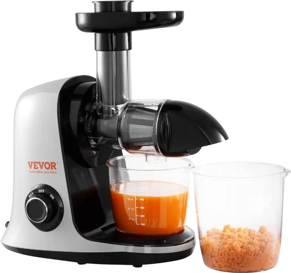 VEVOR Slow Masticating Juicer, Cold Press Juicer Machine with Reverse Function, Quiet Motor Slow Juicer, Juice Extractor Maker Easy to Clean with Brush, for High Nutrient Fruits Vegetables