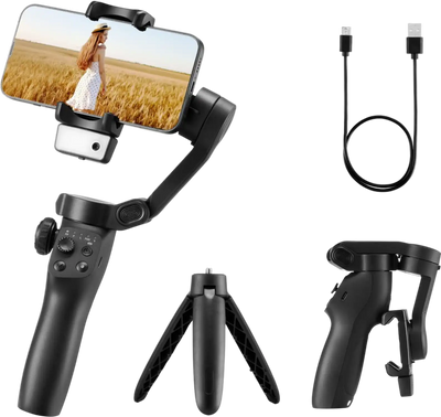 Vevor Phone Gimbal 3-Axis Stabilizer with AI Tracking Fill Light Tripod New