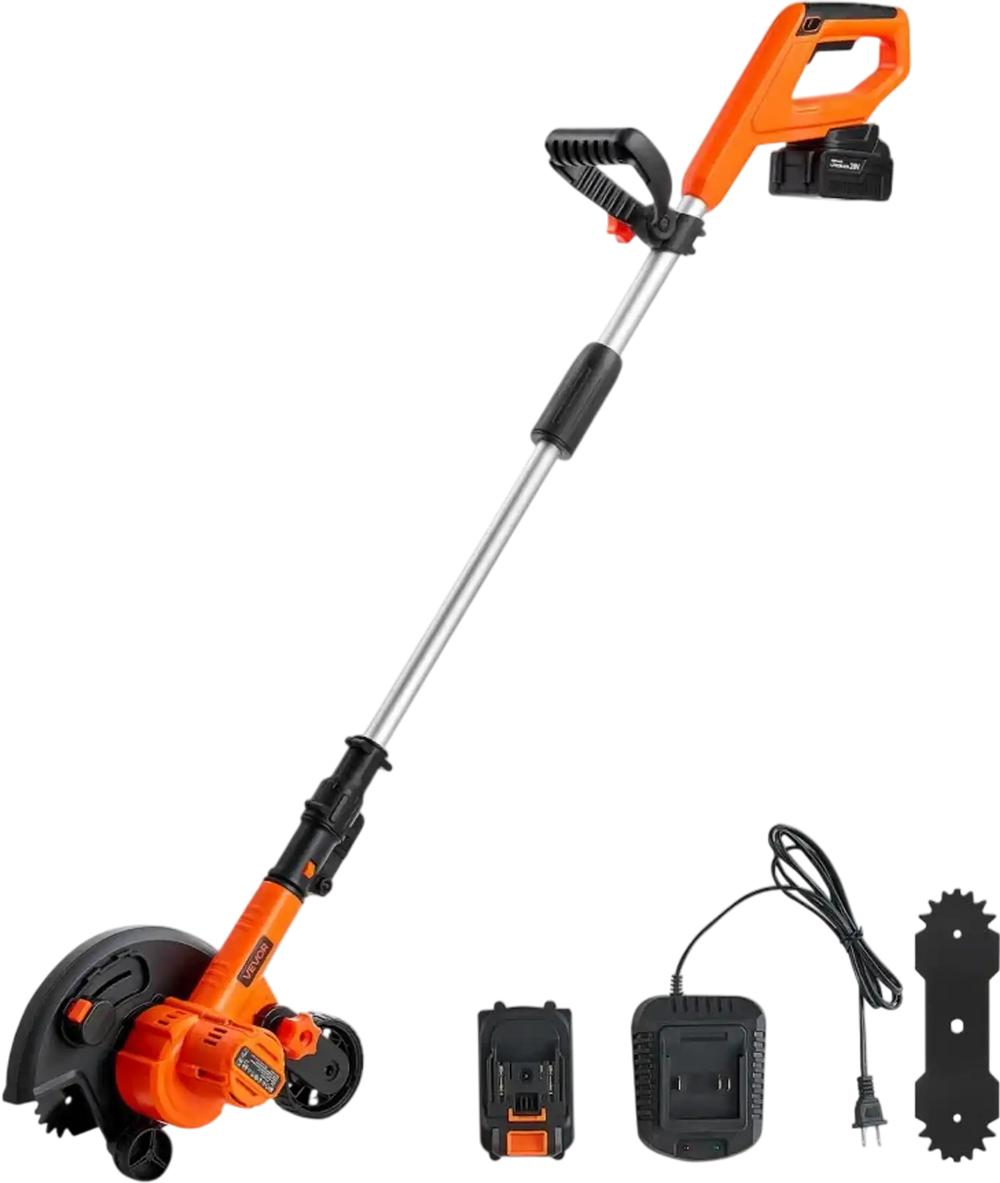 VEVOR Lawn Edger, 8.8-inch Blade Length, Battery Powered Cordless Edger Lawn Tool, with 3-Position Blade Depth, 4000 mAh Battery and Charger Included, for Lawns, Driveways, Yards, and Sidewalk Edges