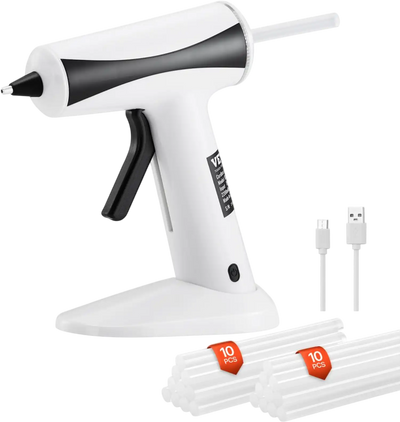 VEVOR Hot Glue Gun, Rechargeable Cordless Glue Gun, Mini Wireless Hot Glue Gun Kit with 2200mAh Battery, 20 Pcs Glue Sticks, Fast Preheating & High Temp, for Crafts, Arts, DIY, Quick Home Repairs