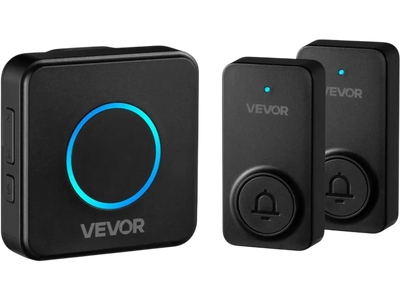 VEVOR Wireless Doorbell Kit, IP54 Waterproof Door Chime Ranges up to 1000 ft, 5 Adjustable Volumes, 48 Ringtones, Easy Installation, Wireless Doorbell Ideal for Home, Doorway, Classroom, Office, Black