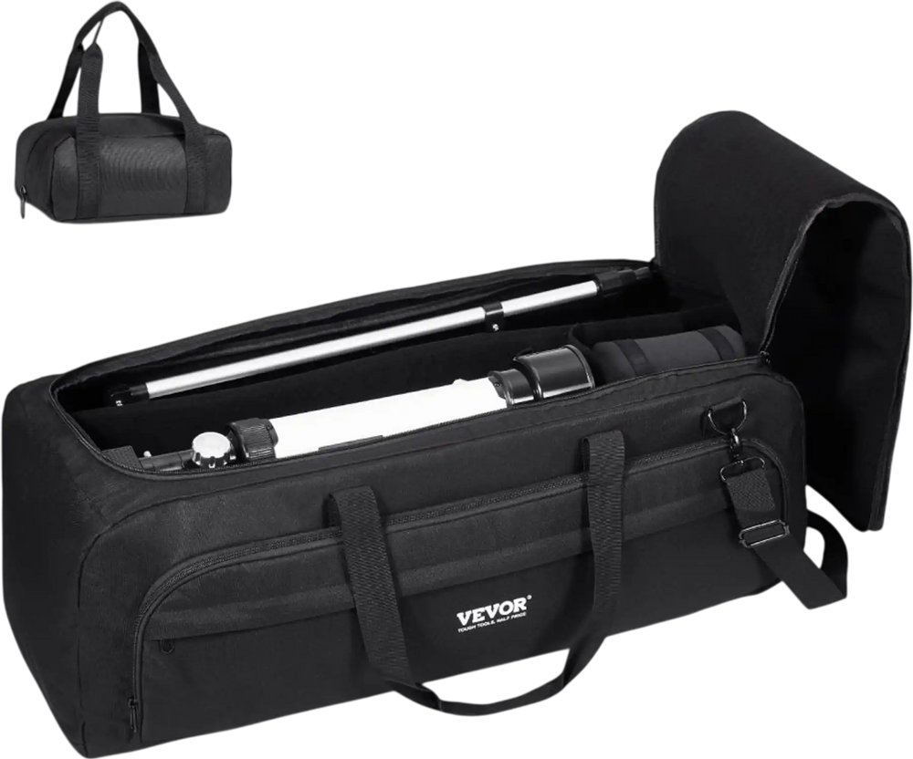 VEVOR Telescope Case, 30.3", Telescope Storage Bag with Fixed Buckles, Multi-Pocket & Detachable Divider, Shock-Absorbent Telescope Travel Carrying Bag for Optical Tube & Tripod, Counterweight Pocket