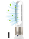 VEVOR Tower Fan Bladeless, 16 ft/s Velocity Quiet Floor Fan that Blows Cold & Heating Air, 80° Oscillating Fans with 8 Speeds, 9H Timer, Standing Fans with Remote Control for Bedroom, Office, Home