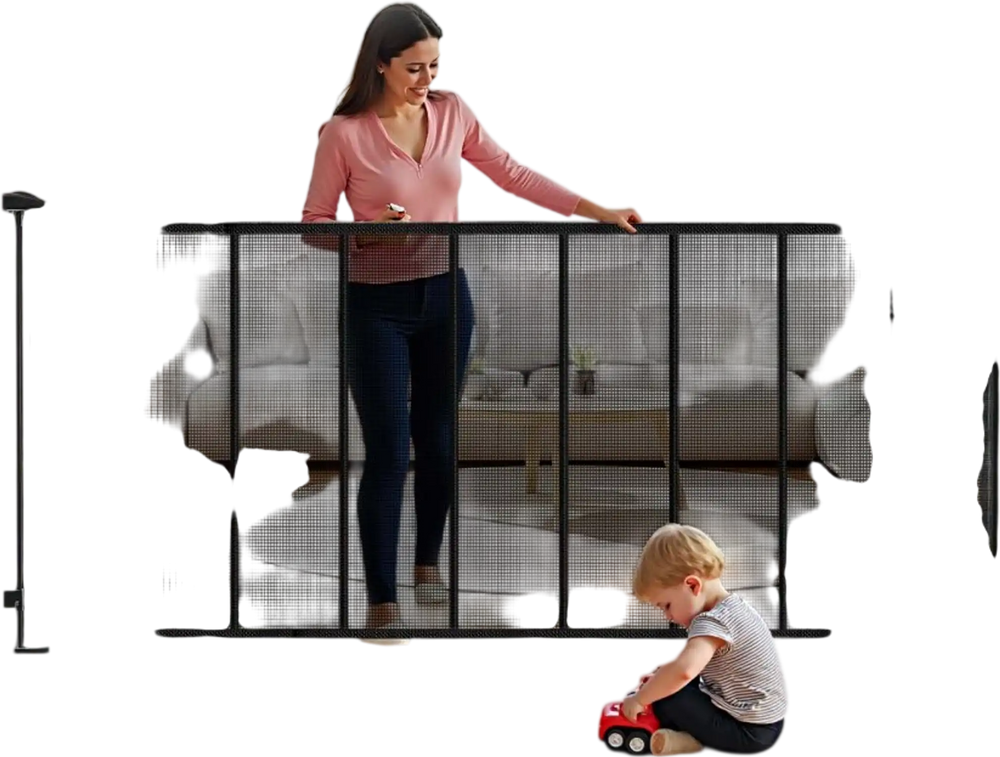 VEVOR Retractable Baby Gate, Extends to 163.3 inch Extra Wide, 39 inch Tall, with Reinforced Fiberglass Strips, Avoids Crawling Through, Mesh Dog Gate for Decks, Doorways, Garages, Indoor, Black