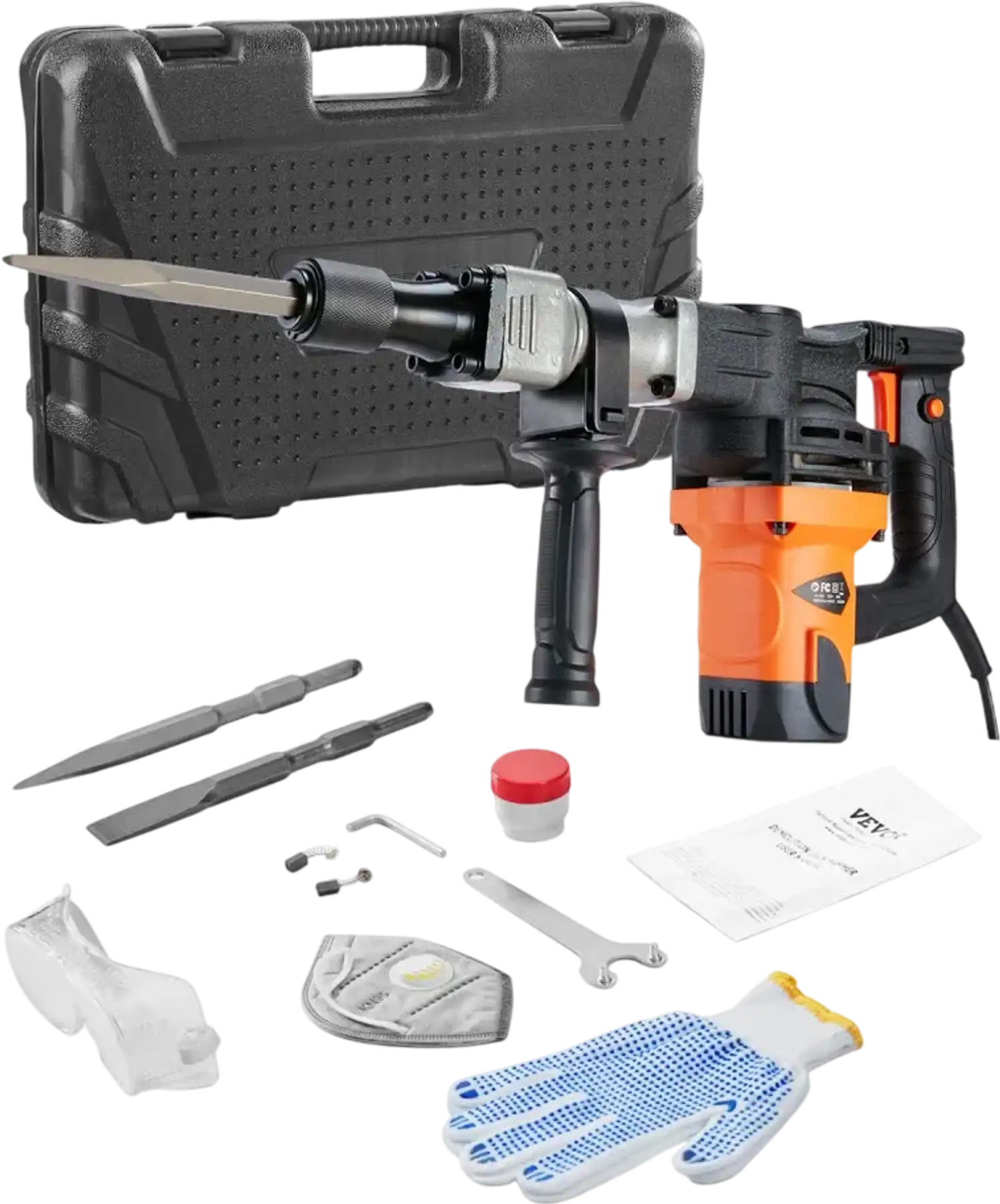Vevor Demolition Jack Hammer 1400W Electric Concrete Breaker with 2 Chisels New
