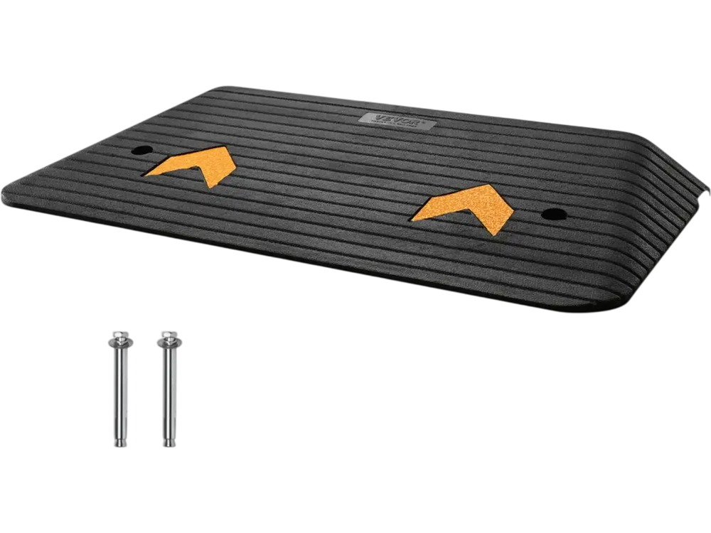 VEVOR Upgraded Rubber Threshold Ramp, 3" Rise Door Ramp with 1 Channel, Natural Rubber Car Ramp with Non-Slip Textured Surface, 33069 lbs Load Capacity Curb Ramp for Wheelchair and Scooter