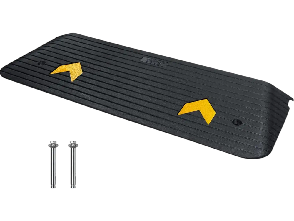 VEVOR Rubber Threshold Ramp, 2" Rise Threshold Ramp Doorway, Recycled Rubber Power Threshold Ramp Rated 33069 lbs Load Capacity, Non-Slip Surface Rubber Solid Threshold Ramp for Wheelchair and Scooter