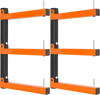 VEVOR Lumber Rack, 3-Tier 2-Pack 110 lbs per Tier, Foldable Wood Storage, Wall-mounted for Garages, Workshops, Warehouse, Basement, Heavy-Duty Cantilever Arms, Locking Pins, Steel, Orange & Black