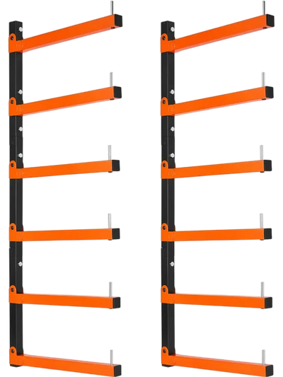 Vevor Lumber Rack 6-Tier 2-Pack Foldable Wall-Mounted Wood Storage New