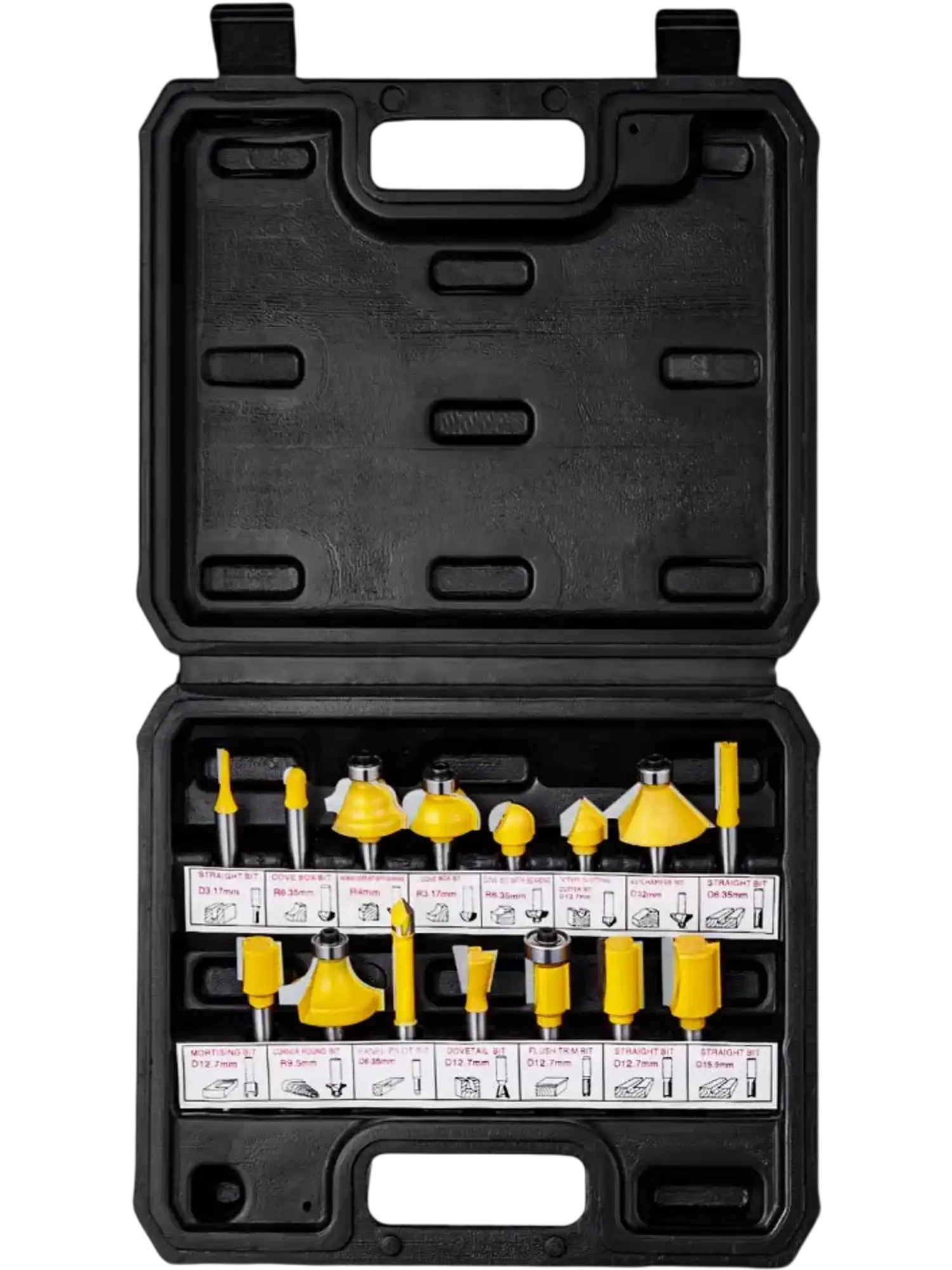 Vevor Router Bit Set 15-Piece Carbide Woodworking Kit with 1/4