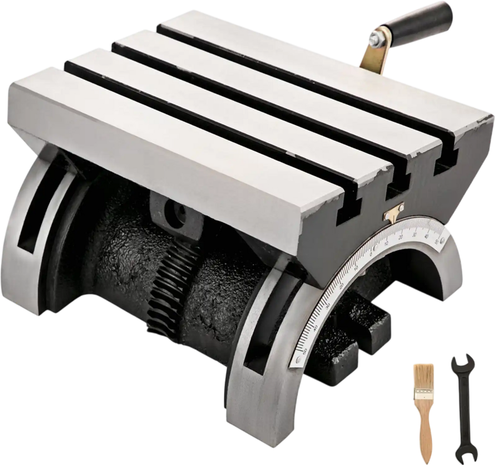 VEVOR Tilting Milling Table 10x7inch Tilting Angle Milling Machine 0-90°Adjustable Swivel Angle Plate with 3 T-slots and an Adjustable Crank Handle Heavy Duty Tilting Milling Machine for Grinding