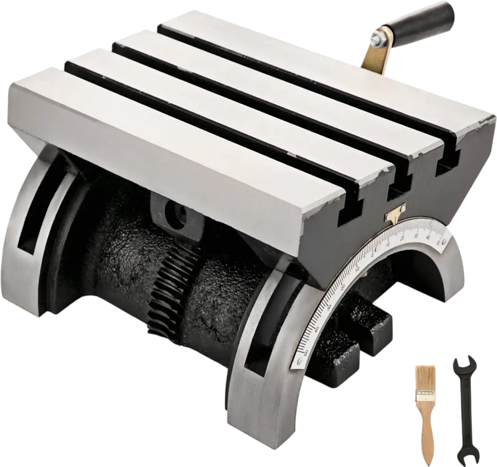 VEVOR Tilting Milling Table 7x5inch Tilting Angle Milling Machine 0-45°Adjustable Swivel Angle Plate with 3 T-slots and an Adjustable Crank Handle Heavy Duty Tilting Milling Machine for Grinding