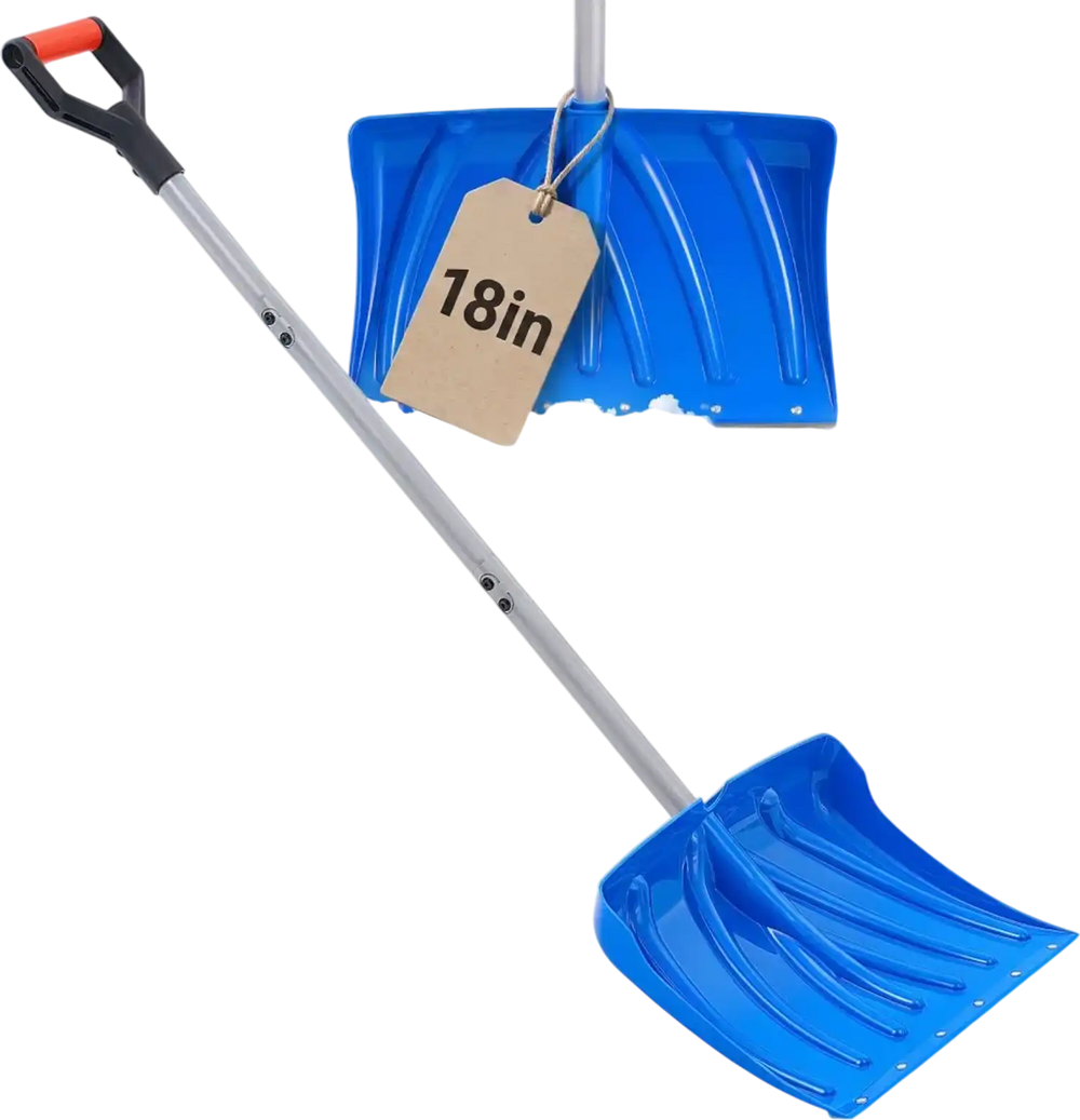 VEVOR Snow Shovel for Driveway 18" Wide Plastic Shovel with D-Grip Handle, for Home Garden Camping Outdoor Use, Steel Strip, Large Capacity Lightweight Snow Removal Tool with Extended Steel Handle