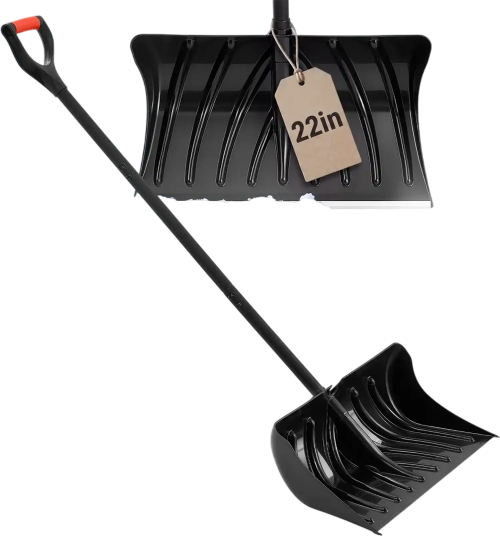 VEVOR Snow Shovel for Driveway 22" Wide Plastic Shovel with D-Grip Handle, for Home Garden Camping Outdoor Use, Aluminum Strip, Large Capacity Lightweight Snow Removal Tool with Extended Steel Handle
