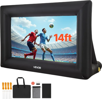 VEVOR 14FT Inflatable Projector Screen, Inflatable Movie Screen Outdoor with 120W Air Blower Projector Screen Oxford Fabric Material Blow Up Screen for Outdoor Backyard, Home Theater, Theme Party