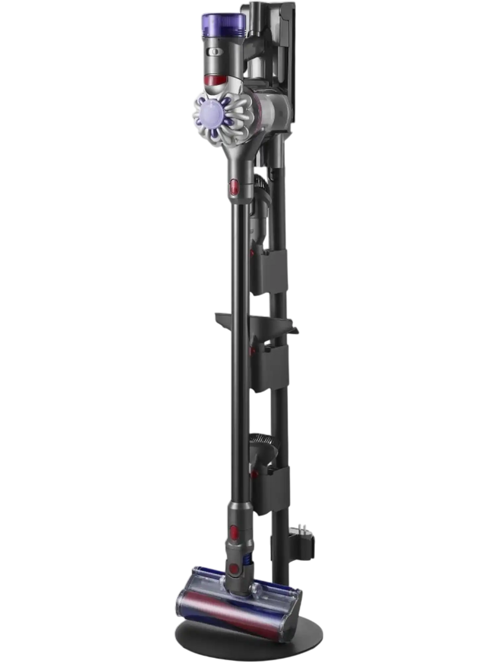 VEVOR Vacuum Stand, Compatible With V7 V8 V10 V11 V12 V15 Series Upright Vacuum Cleaners & Accessories, Stable Vacuum Stand Holder with 4 Anti-slip Pads and 3 Clips for Storing 6 Brush Heads