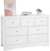 VEVOR 7 Drawer Dresser, Wooden Chest of Drawers with Sliding with Anti-tip Device, Modern Minimalist Dresser Chest, Closet Storage Organizer for Living Room, Hallway, Bedroom, Entryway, Light Wood