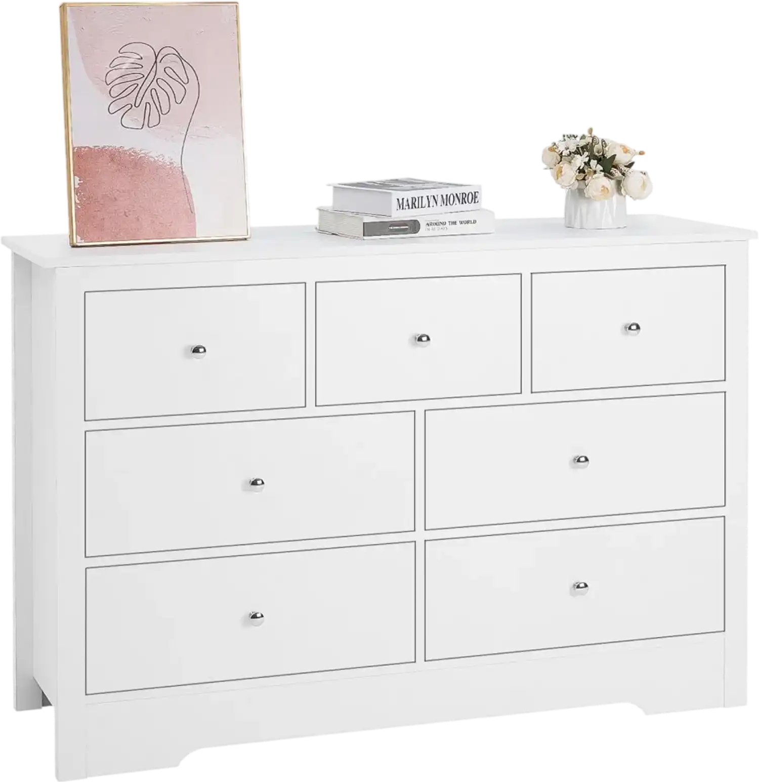 Vevor Dresser 7-Drawer Wooden Chest of Drawers Light Wood New