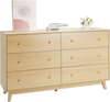 VEVOR 6 Drawer Dresser, Wooden Chest of Drawers with Sliding with Anti-tip Device, Modern Minimalist Dresser Chest, Closet Storage Organizer for Living Room, Hallway, Bedroom, Entryway, Light Wood