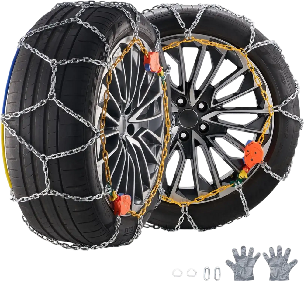 VEVOR Auto Tightening Snow Chains, Diamond Mesh Traction Wheel Chains for Anti-slip, Alloy Steel Tire Chains for Tires 265/75-15, 265/75-16, LT265/75-16, 255/75-17, LT255/75-17, 275/45-22, 265/70-16
