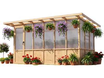Vevor Greenhouse 6'x12' Walk-In Wooden Green House Kit with Pergola Sloped Roof New