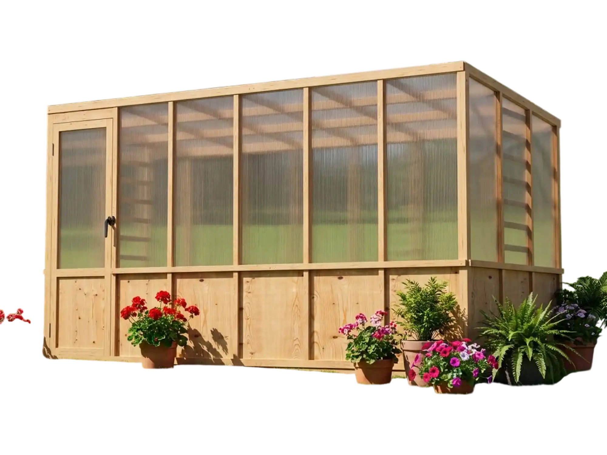 Vevor Walk-In Greenhouse 6' x 12' Fir Wood Sloped Roof Outdoor Garden Greenhouse Kit New