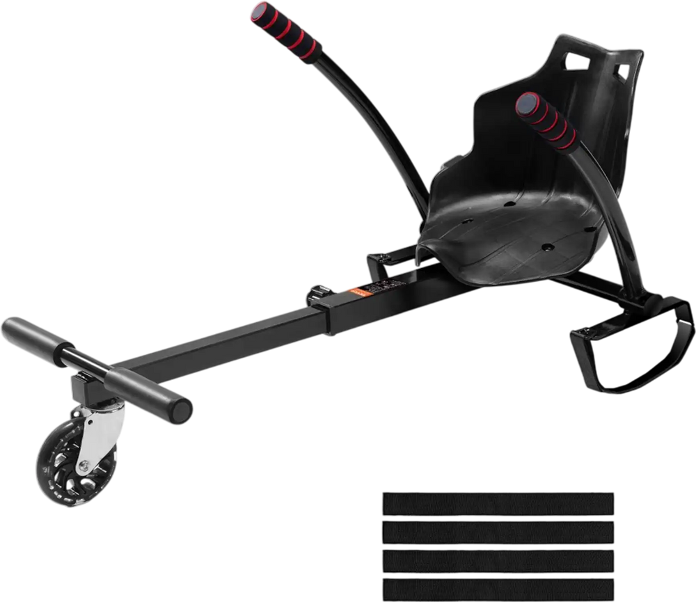 VEVOR Hoverboard Seat Attachment(Not included hoverboards), for 6.5" 8" 8.5" 10" Hoverboards, with LED Lights, Grips Control, Adjustable Frame Length and 220 LBS Load Capacity, Hover Board Go Karts Accessory, for Kids Adults