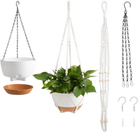 VEVOR Hanging Planters, 10 Inch Self-Watering Hanging Planter, 2 Pack Flower Pots with Drainage Hole & 2 Kinds of Plant Hangers, Plastic Basket Pots, for Garden Home Decor, Indoor & Outdoor Plants