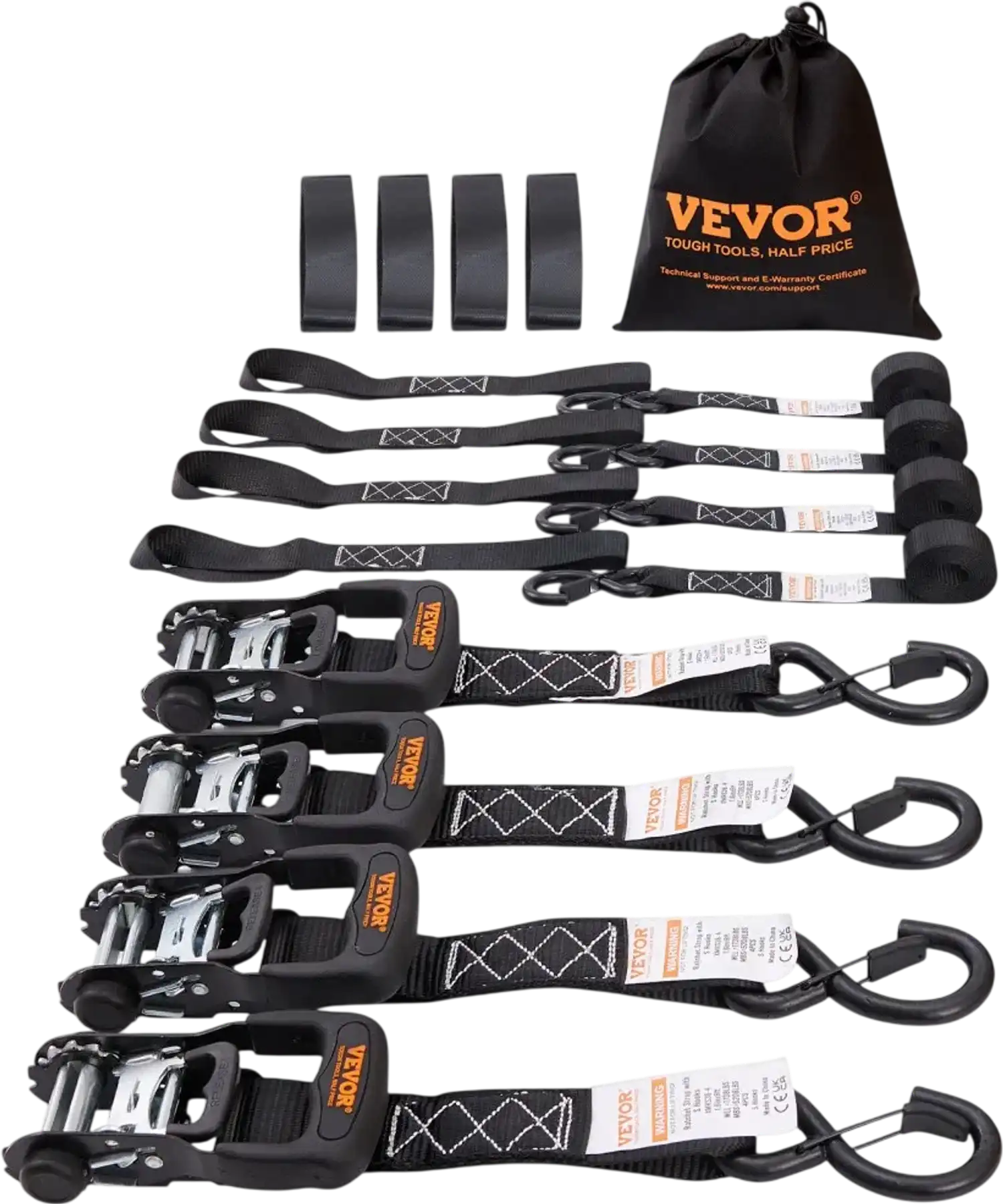Vevor Ratchet Tie Down Straps 4PK 1.6