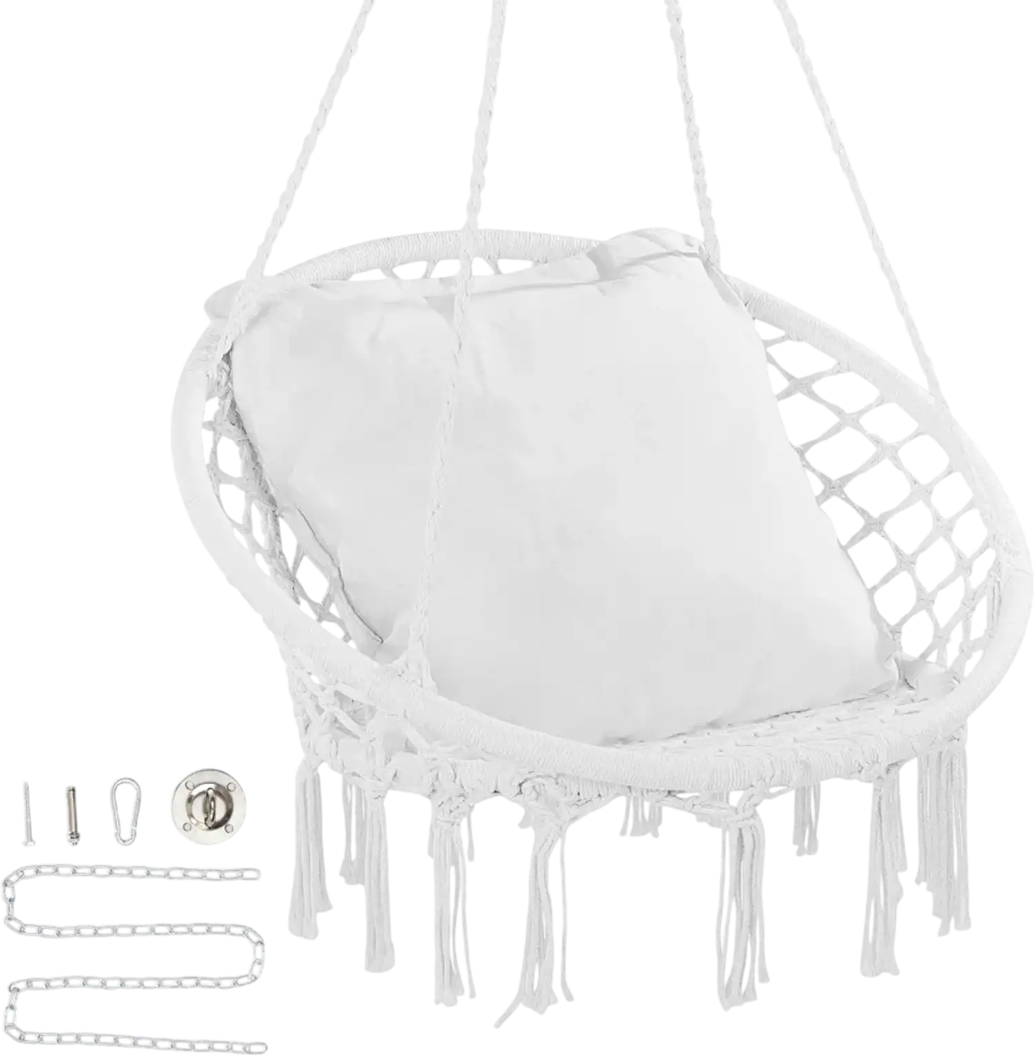 Vevor Hanging Chair Macramé Hammock Swing Chair with Cushion Indoor Outdoor New
