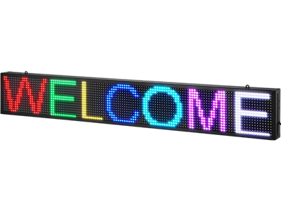 VEVOR LED Message Board, P10 Full Color Scrolling Display, Customizable Text and Animation via WIFI or USB, Ideal for Retail, Parties, and Bars, 52