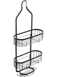 VEVOR Shower Caddy, 3-Tier Hanging Bathroom Shower Storage Organization Shelves Rack Set, with Soap Holder and Hooks for Towels, Sponge, 40 lbs Large Weight Capacity, Fits Shower Head, Matte Black