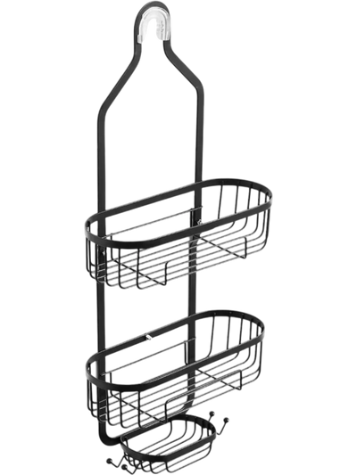 VEVOR Shower Caddy, 3-Tier Hanging Bathroom Shower Storage Organization Shelves Rack Set, with Soap Holder and Hooks for Towels, Sponge, 40 lbs Large Weight Capacity, Fits Shower Head, Matte Black