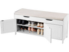 VEVOR Shoe Bench, 41.3 x 13.8 x 19.8 Inch Entryway Bench with Lift Top Storage and Seat Cushion, 250lbs Shoe Rack with 3 Cabinets and Height Adjustable Shelf, for Bedroom, Hallway, White + Black