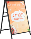 VEVOR A Frame Sidewalk Sign, 24x36 Inch Heavy Duty Slide-in Signboard Holder, Double-Sided Folding Sandwich Board Signs, Steel Pavement Sign Poster for Outdoor Business Street Advertising (Frame only)