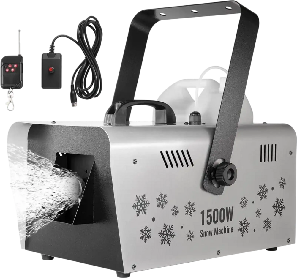 VEVOR Snow Machine, 1500W Snow Maker Machine with 2 Remotes Control and 5L Large Capacity Water Tank, High Output Snowflake Maker Stage Snow Effect for Christmas, Halloween, Wedding, DJ Parties