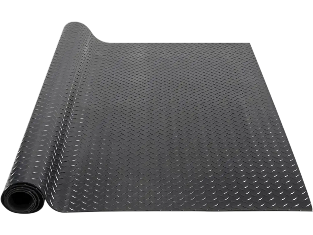 VEVOR Diamond-Plate Rubber Flooring Roll, 3 mm x 4 ft x 6 ft Garage Floor Mat, SBR Rubber Garage Flooring Roll, Easy to Clean, Diamond Plate Rubber Mat for Under Cars, Garage Industry Gym, Black