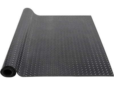 VEVOR Diamond-Plate Rubber Flooring Roll, 3 mm x 4 ft x 8 ft Garage Floor Mat, SBR Rubber Garage Flooring Roll, Easy to Clean, Diamond Plate Rubber Mat for Under Cars, Garage Industry Gym, Black