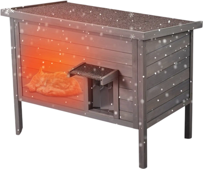 VEVOR Outdoor Cat House Weatherproof, Feral Cat Shelter for Multiple Cats, Outdoor Wooden Cat Rabbit House with All-Round Foam Insulated, Open Roof, PVC Door Flaps, 34