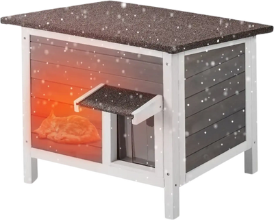 VEVOR Outdoor Cat House Weatherproof, Feral Cat Shelter for Multiple Cats, Outdoor Wooden Cat Rabbit House with All-Round Foam Insulated, Open Roof, PVC Door Flaps, 24