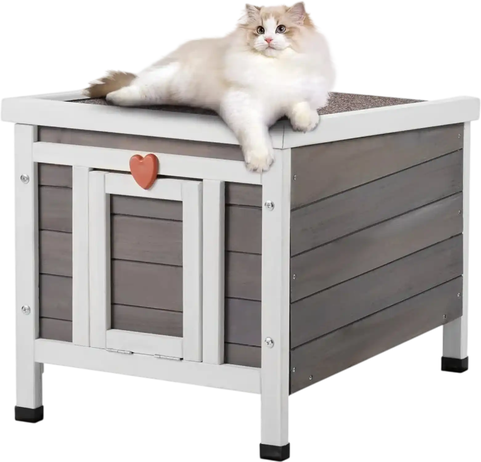 Vevor Cat House Outdoor Weatherproof Wooden Feral Shelter with PVC Door Flaps 21