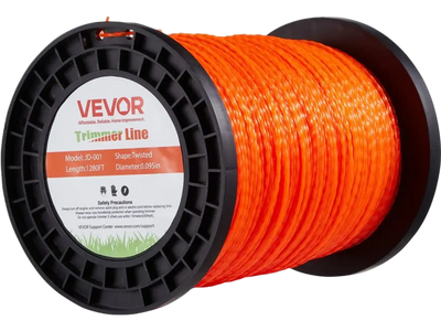 VEVOR 0.095 in 1280 ft String Trimmer Line, Orange Heavy Duty Weed Eater String, Premium Nylon Universal Replacement Trimmer Line Spool with Twisted Design, Suitable for Professional & Homeowner Use