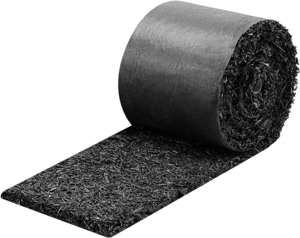 VEVOR Rubber Mulch Mat Roll, 140 x 4.5 in, Recycled Rubber Permanent Mulch Edging Border, Natural-Looking Flower Barrier with Stakes, 0.5 in Thick Cuttable Garden Edgings for Landscaping
