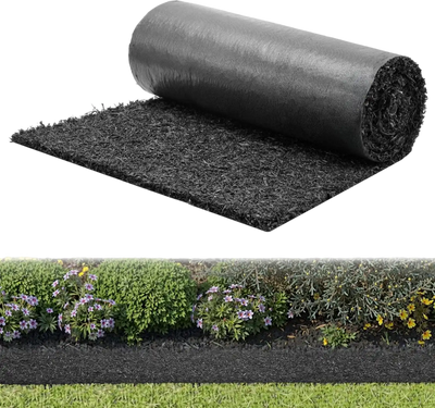 VEVOR Rubber Mulch Mat Roll, 96 x 24 in Recycled Rubber Mulch Mat, 0.5 Thick Cuttable, Reduced Weed Growth, Natural-Looking Weed Barrier Mat, Permanent Walkway Pathway for Landscaping